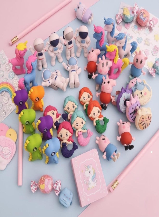 KHUSHA CREATIONS Cartoon Eraser Set for Kids - Pack of 10 | Animal Unicorn Mermaid Dinosaur and Astronaut Erasers | School Stationery for Boys & Girls | Soft Non-Toxic Collectible Pencil Erasers for Return Gifts - Image 3